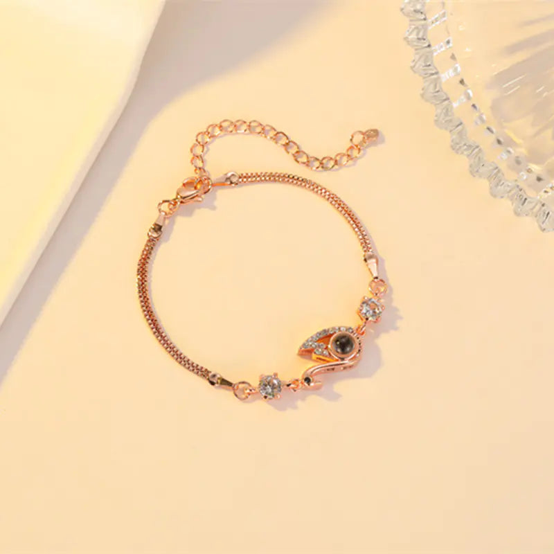 Luxury Black Swan Bracelet with Zircon Detailing