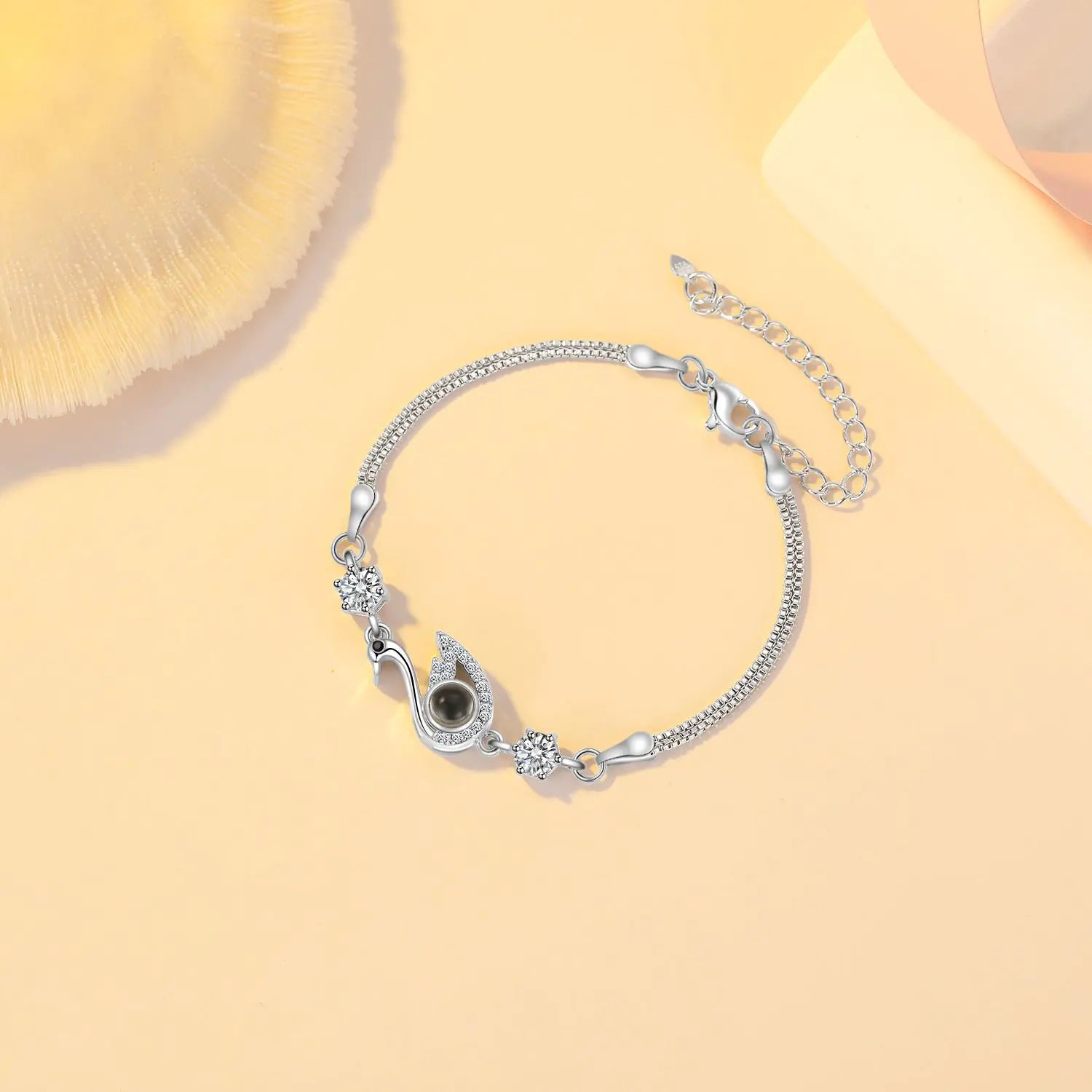 Luxury Black Swan Bracelet with Zircon Detailing